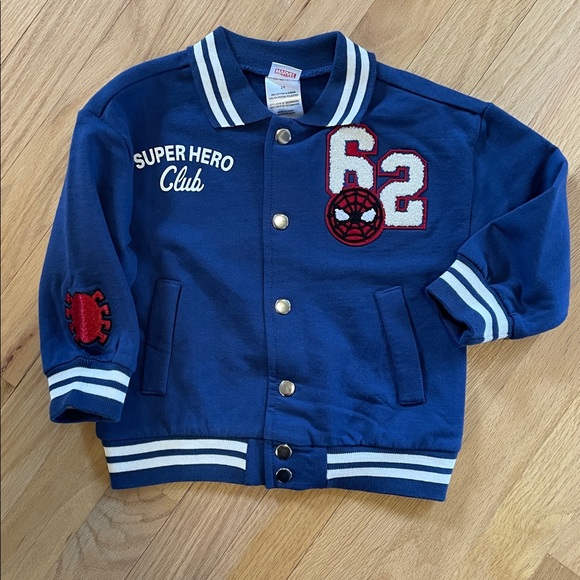 NWT Marvel Toddler Navy and White Spider-Man Polo Jacket size 2T - Picture 2 of 10